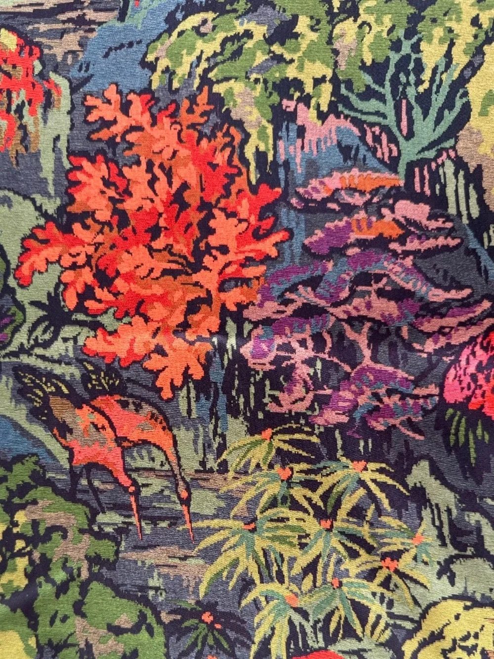 NWOT, SILK SCARF IN BEAUTIFUL TAPESTRY LANDSCAPE PRINT